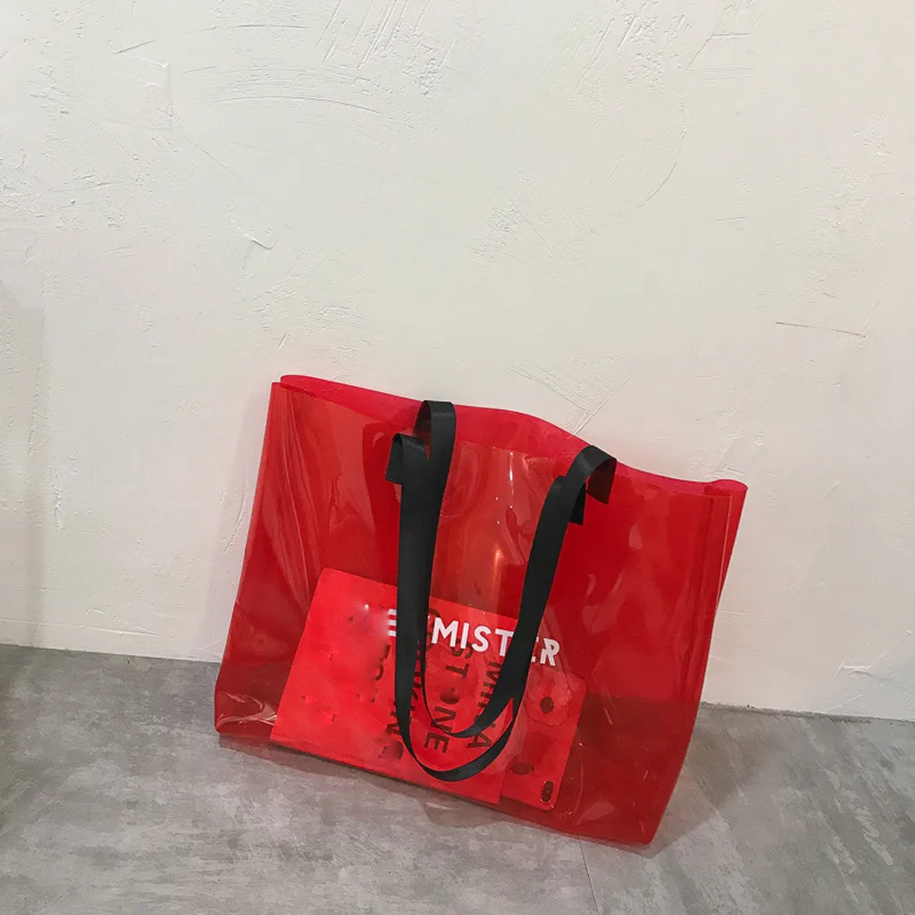 Женская прозрачная пляжная сумка на плечо Большая вместительная лето 2019 | Багаж и