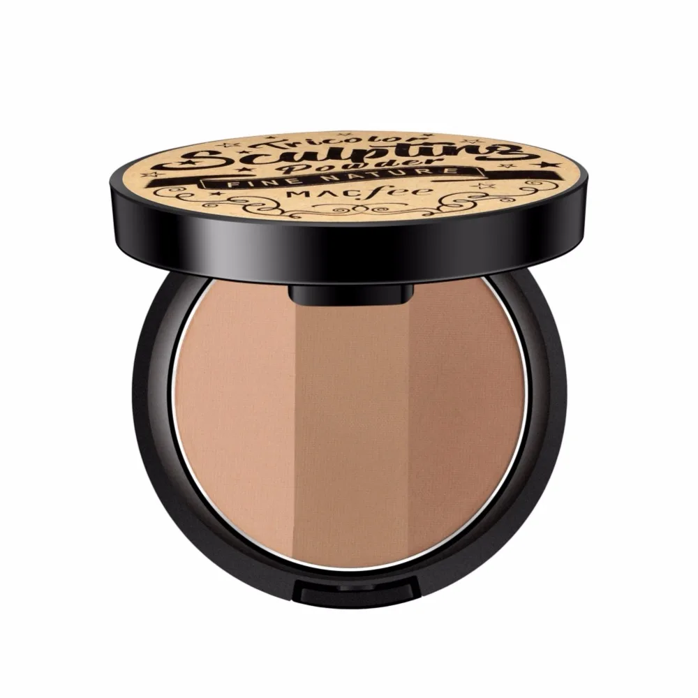 Пудры Контурные трехцветные для макияжа лица стереоскопические V образные