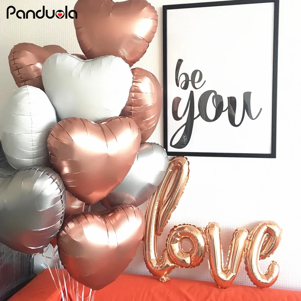 1 шт. 17-дюймовый Круглый матовый металлический шар с сердечками и звездами из