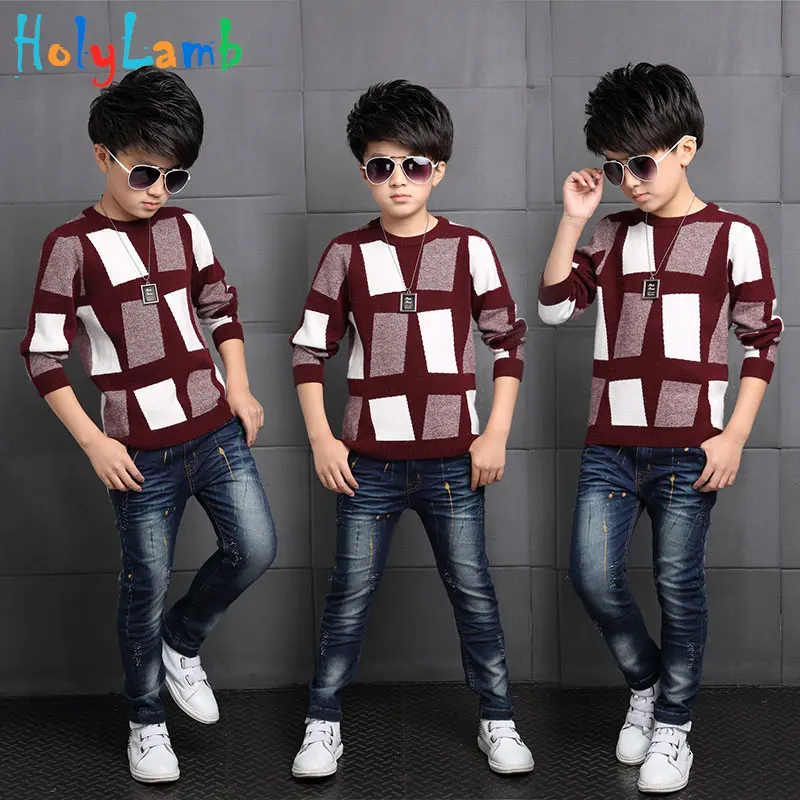 2019 Новые свитера для мальчиков Сезон осень зима Вязаный свитер топы одежда детей