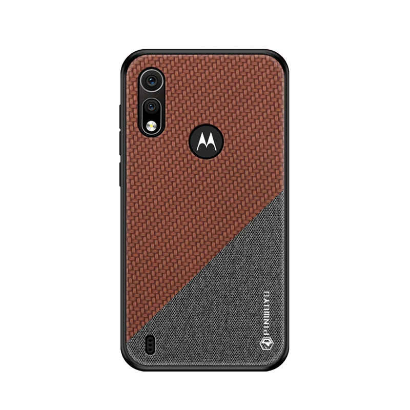 Brown Для Motorola One/One Vision чехол для Moto P50/P30 P40 Play power PC ткань+ Силиконовый противоударный задний Чехол защитный чехол - Цвет: Brown
