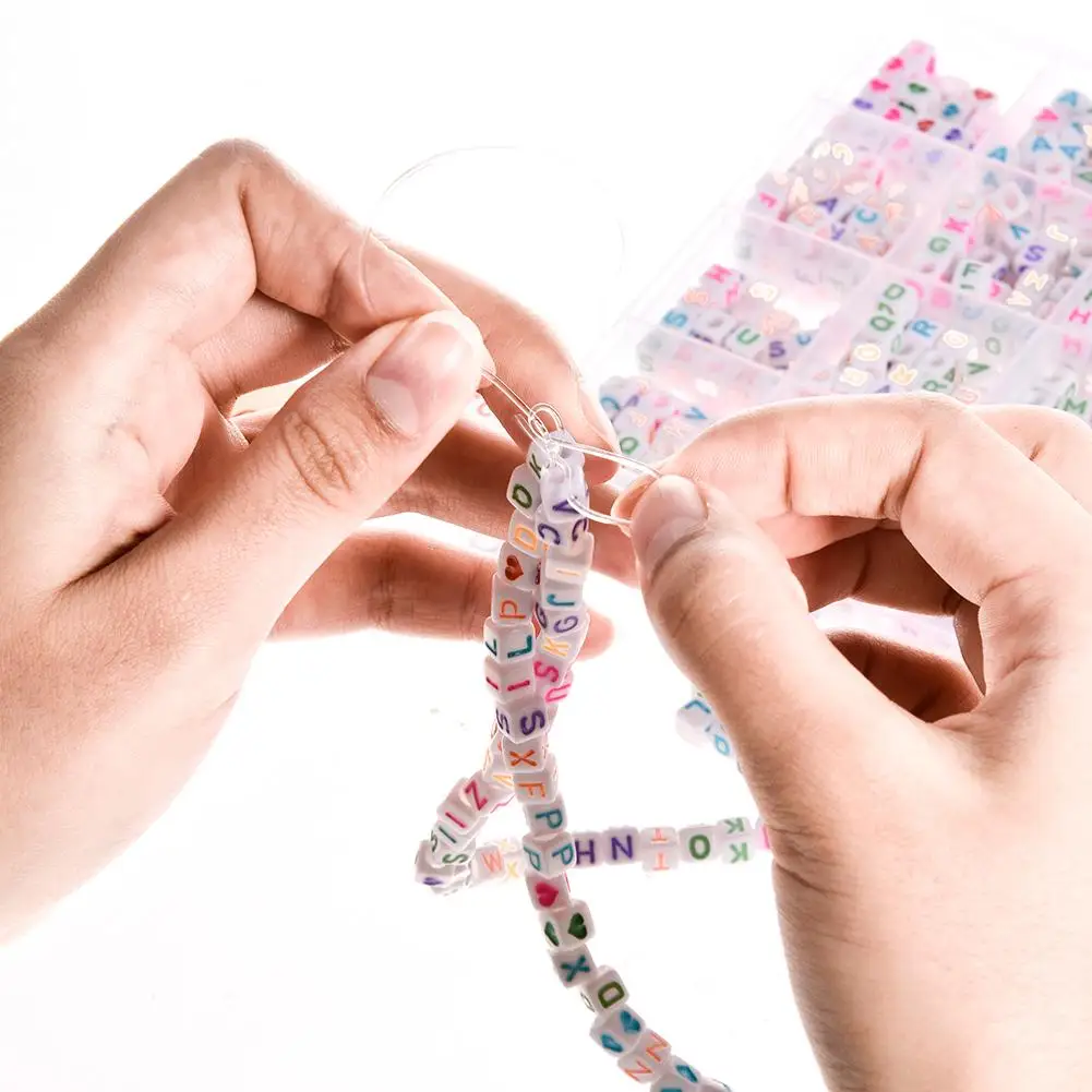 1200PCS DIY Letter Beads Round Beads A-Z Heart Alphabet Letter Beads for Bracelets Making Necklaces Key Chains Kids Jewelry#4W