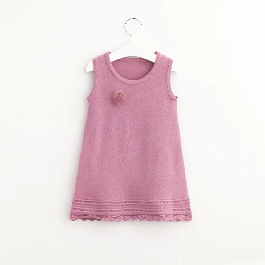 Kids Girls Knit Dress Spring Autumn Slip Dresses Korean Style Floral Hem Design Soft Children Clothing 4Color Slect | Детская одежда и