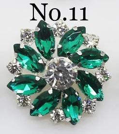 No.11 green LKERAN 28 мм 1 шт. модные стразы кристаллы пуговицы цветок хвостовик Кнопка DIY серебро Металл Швейные декоративные аксессуары для одежды - Цвет: No.11 green