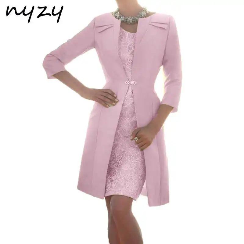 soft pink Nyzy M119 мятно-зеленого цвета, нарядные платья для свадьбы мать элегантный 2 шт. церковная одежда с курткой-крестной платье для матери невесты - Цвет: soft pink