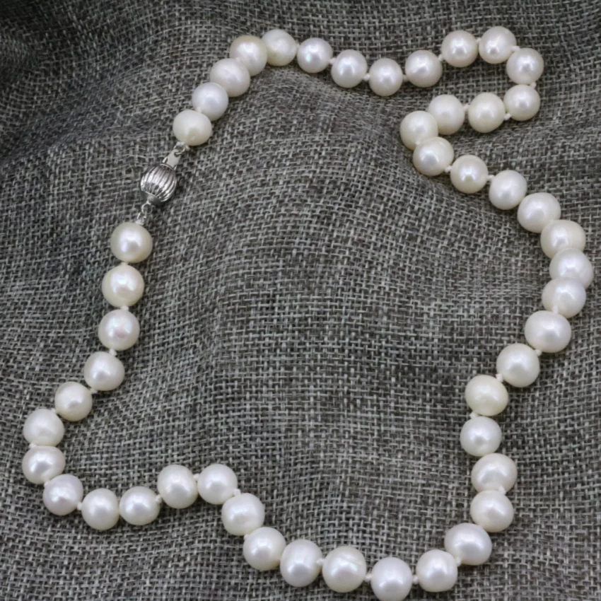 

Ожерелье с натуральным пресноводным жемчугом 8-9 мм, белое искусственное колье с цепочкой до ключиц для женщин, Бижутерия 18 дюймов, B3232