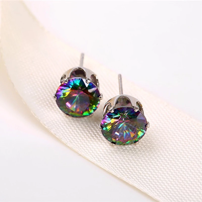 Женские серьги гвоздики с фианитом 8/10 мм|stud earrings|zircon stud earringsstud earrings for women |