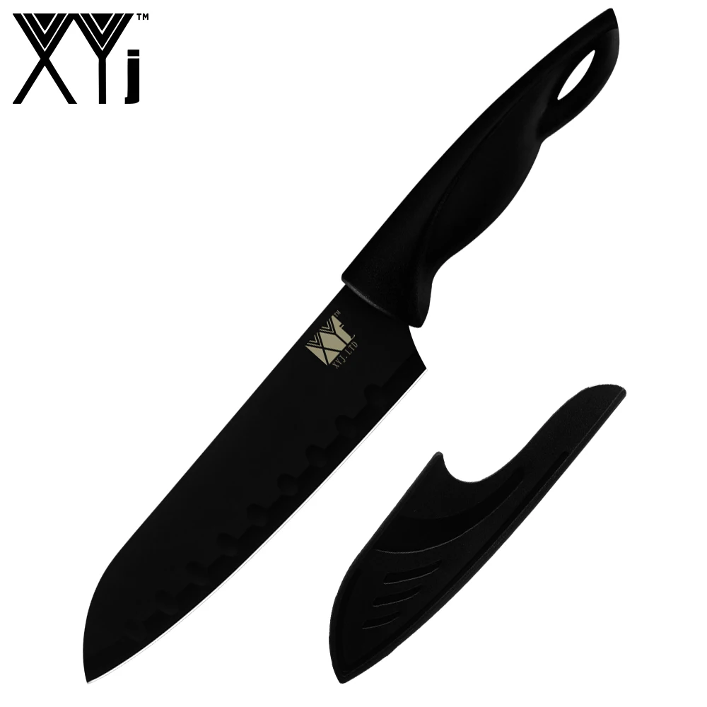 7 inch Japanese XYj, немецкий набор кухонных ножей из нержавеющей стали, нож шеф-повара, нож сантоку для очистки овощей, мяса, рыбы, овощей, фруктов, столовые приборы - Цвет: 7 inch Japanese