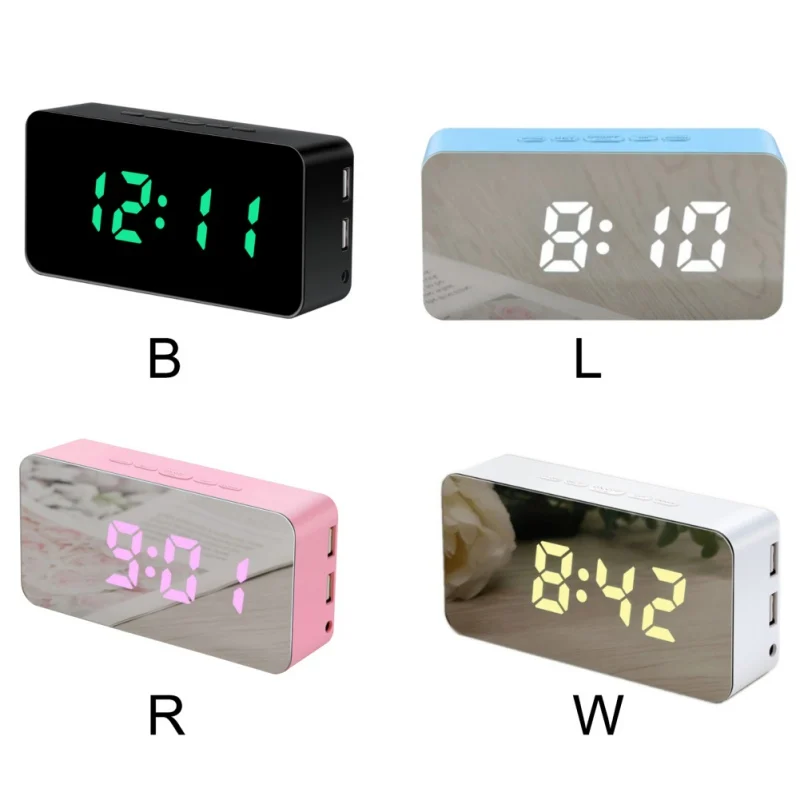 Зеркальный Цифровой Будильник Многофункциональный светодиодный высокой