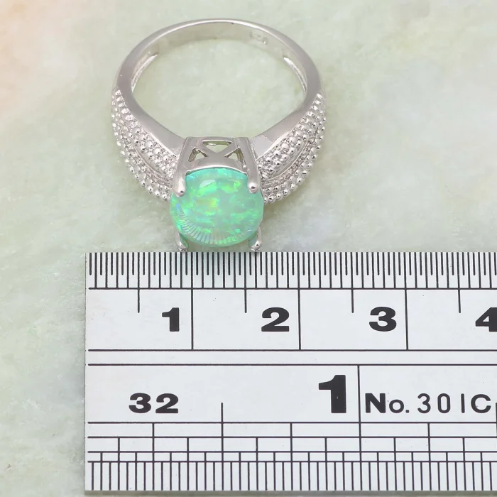 

Garilina New Statement Party Jewelry Rings For Women Green Fire Opal Silver Color Jewelry Ring Size 5 6 7 8 9 R423