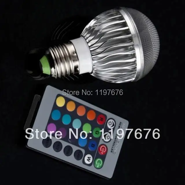 Бесплатная доставка 2 шт./лот E27 RGB Светодиодная лампа 9 Вт AC110V 220 в 85-265 с пультом