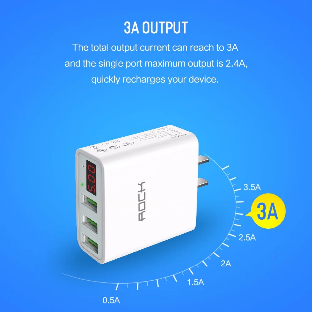3 с usb-портом, светодиодная дисплей USB зарядное устройство рок ЕС Портативный Путешествия зарядки для Vivo стены Desktop тире тройной разъем с Бесплатный п