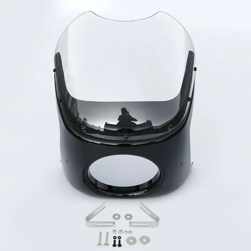 Мотоцикл 7 &quotс круглой головкой светильник лампа обтекателя W/ Clear/дым лобовое