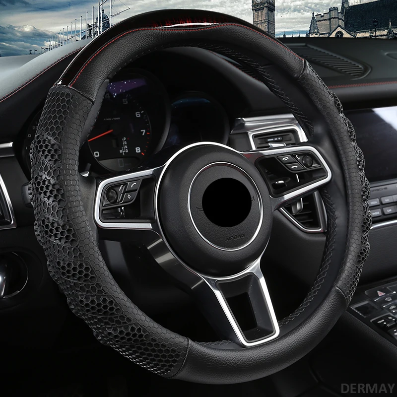

3D Leather Silica Gel Car Steering Wheel Cover Giving You Comfortable Driving Durable Breathable Auto Interior Accessories