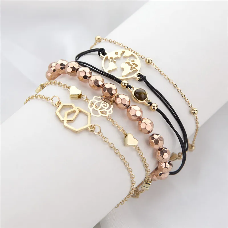 6 шт./компл. Классический камень сердце карта Роза многослойный Регулируемый