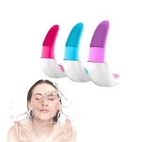 mini warm electric facial cleansing brush silicone sonic vibration cleaner deep pore cleaning skin massage face brush cleansing