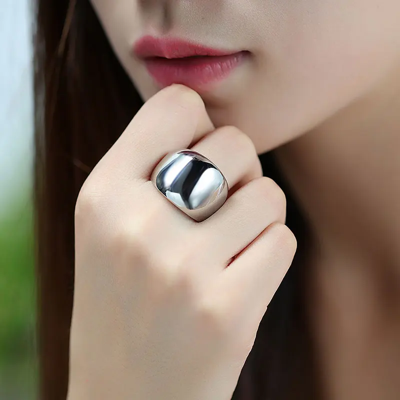ZPAMS Trendy Rings Gold Silver colour Stainless Steel Wedding Ring for Women Men Ladies Oval Jewelry Design Z030 | Украшения и