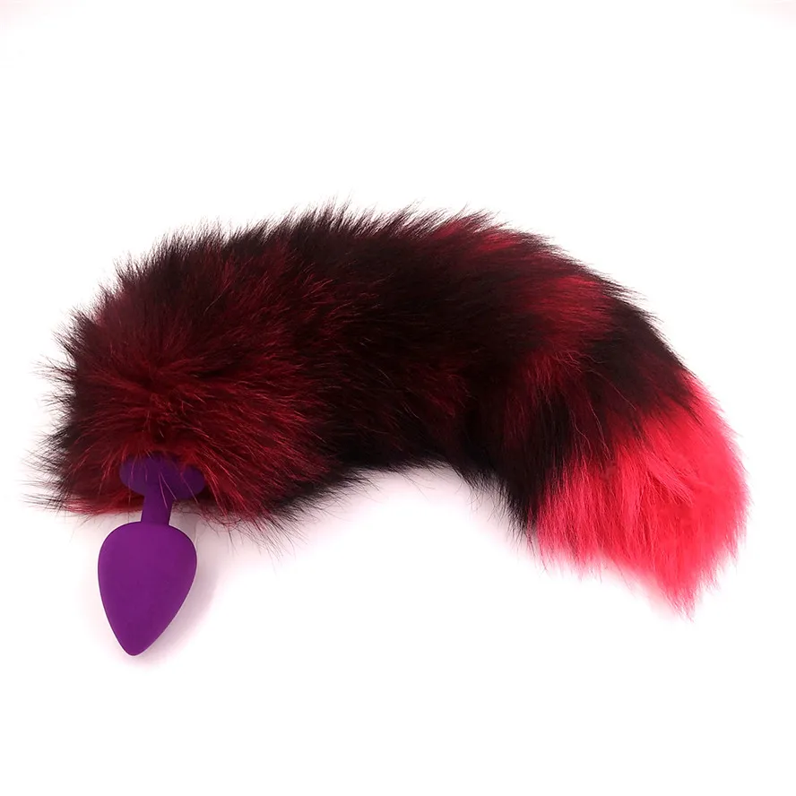 Анальная пробка с натуральными лисьими хвостами силиконовая интимные игрушки