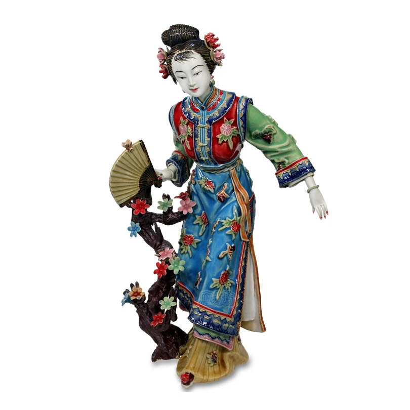 Антикварная китайская женская керамическая статуя из коллекции ручной работы