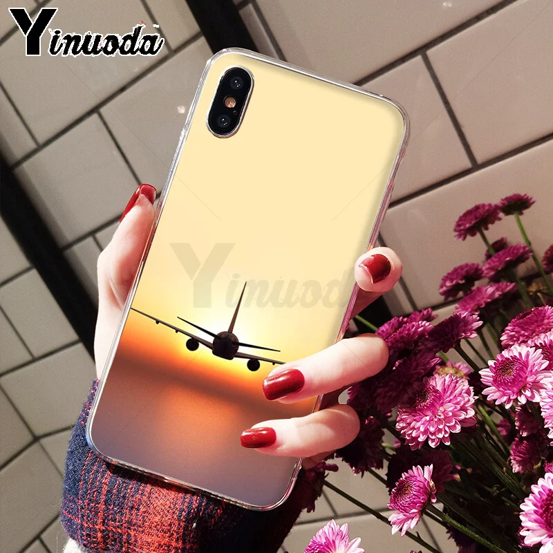 Yinuoda Airplane At The Sunrise Airplane мягкий чехол из ТПУ для телефона iPhone 6S 6plus 7 7plus 8 8Plus X Xs MAX 5 5S XR