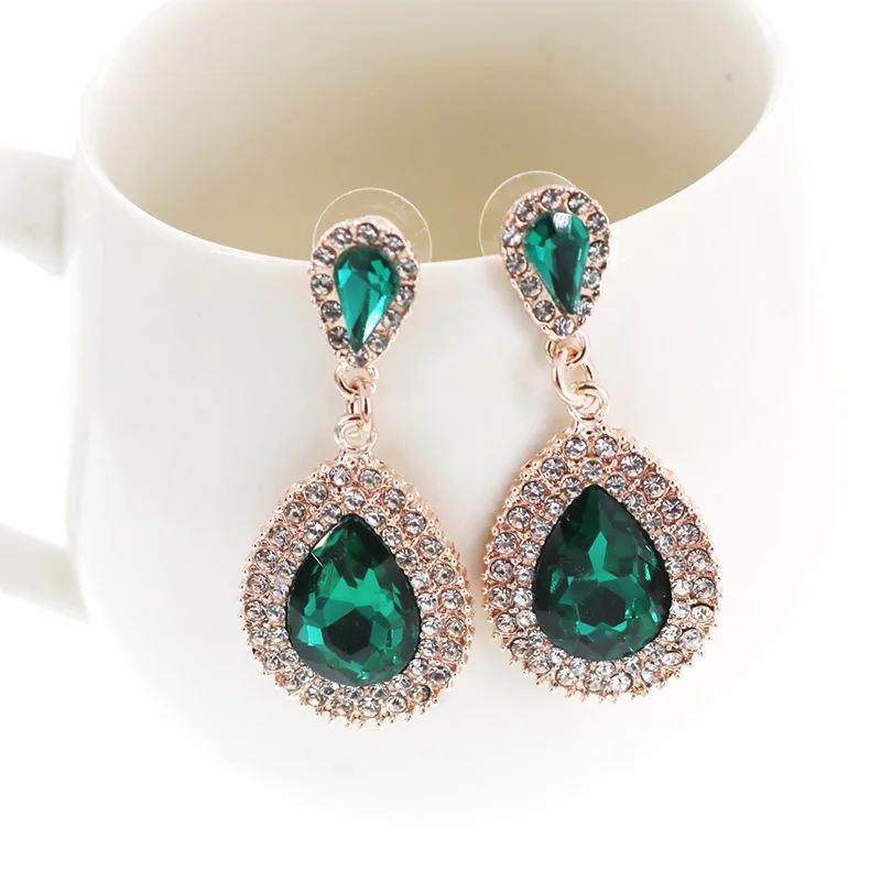 Новые Модные Элегантные серьги капли с драгоценным камнем и кристаллами для