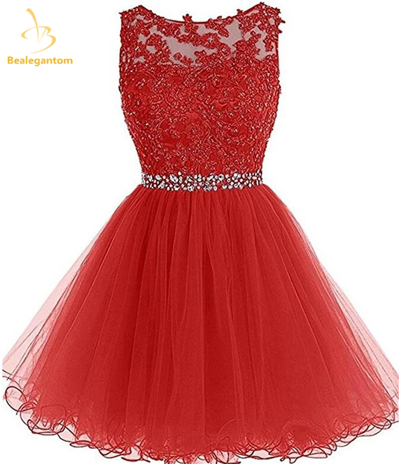 Bealegantom New Scoop Sexy Mini A-Line Homecoming Dresses 2021 With Appliques Beading Prom Party Dresses Graduation Dress QA1082