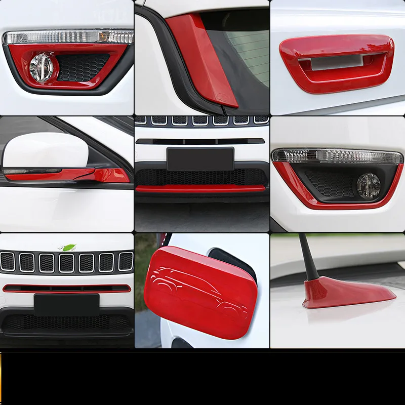 Red Tank Cover Rearview Mirror Trunk Handle Racing Grille Fog Light Decorated Frame For Jeep Compass 2017 ACA100 | Автомобили и