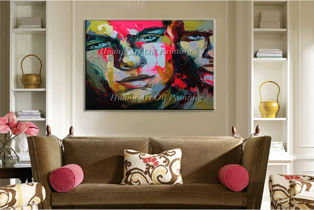 Новая ручная роспись Портрет пары масляная живопись на холсте абстрактный Нож