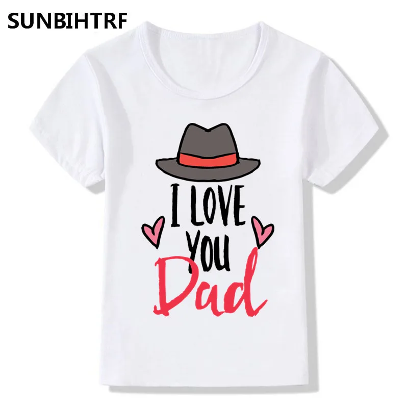 Футболка с надписью I LOVE MOM/DAD для больших мальчиков и девочек Детские футболки