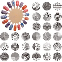 1pc 5 5cm round stainles steel diy image stamping nail art plates templates stencils 30 styles for choose