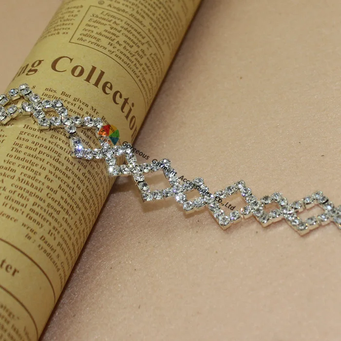 Цепочка с двойным кристаллом 1 ярд 20 мм|rhinestone trim|czech rhinestonetrim crystal |