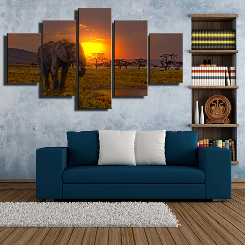 Настенная картина с Африканским слоном для гостиной Модульная большого размера