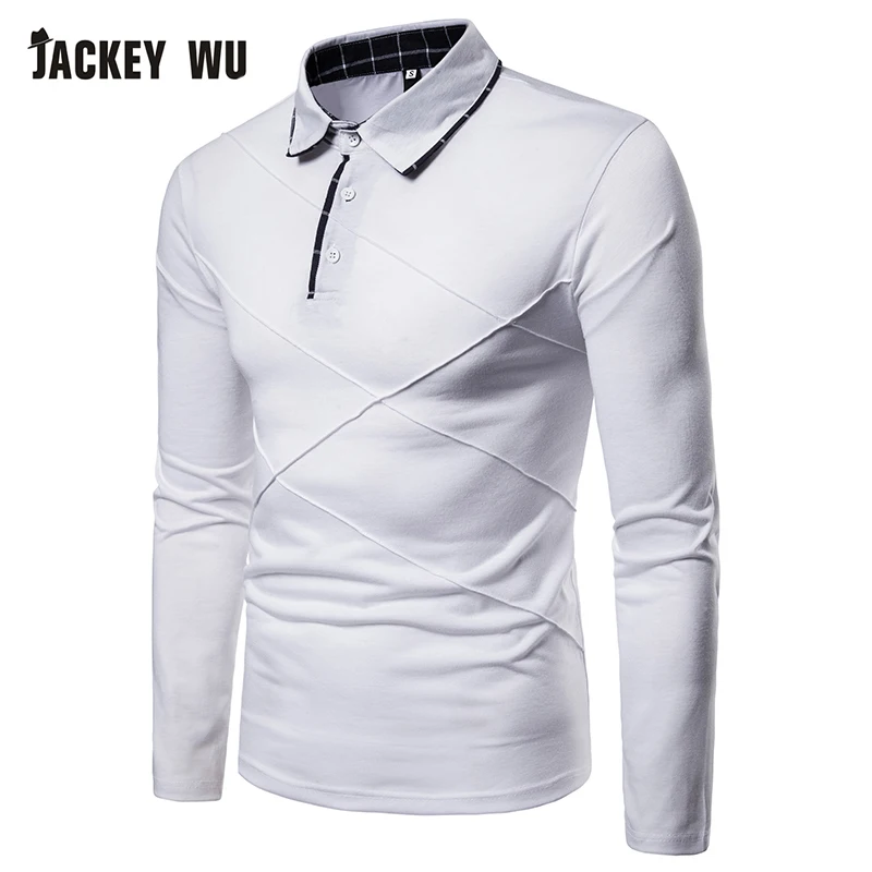 JACKEYWU Мужская рубашка поло весна 2019 модная чистый цвет длинный рукав хлопок