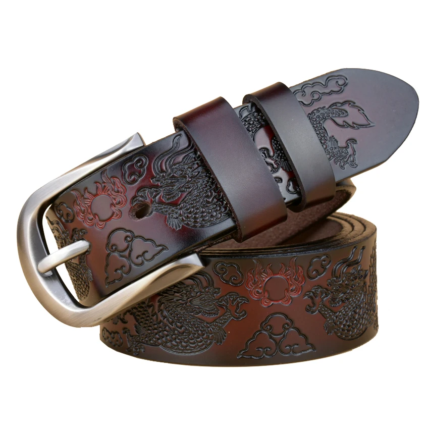 

New Arrived Famous Chinese Design Style Genuine Cow Leather Belt Men's Dragon Belt Strap High Quality Luxury Nature Cow Leather