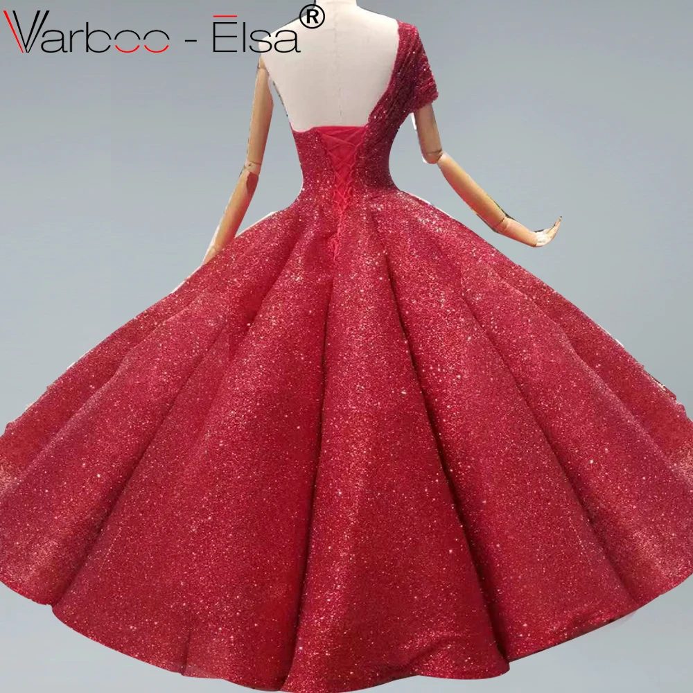 VARBOO_ELSA роскошное бальное платье вечернее 2019 блестящий красный Кафтан Дубай