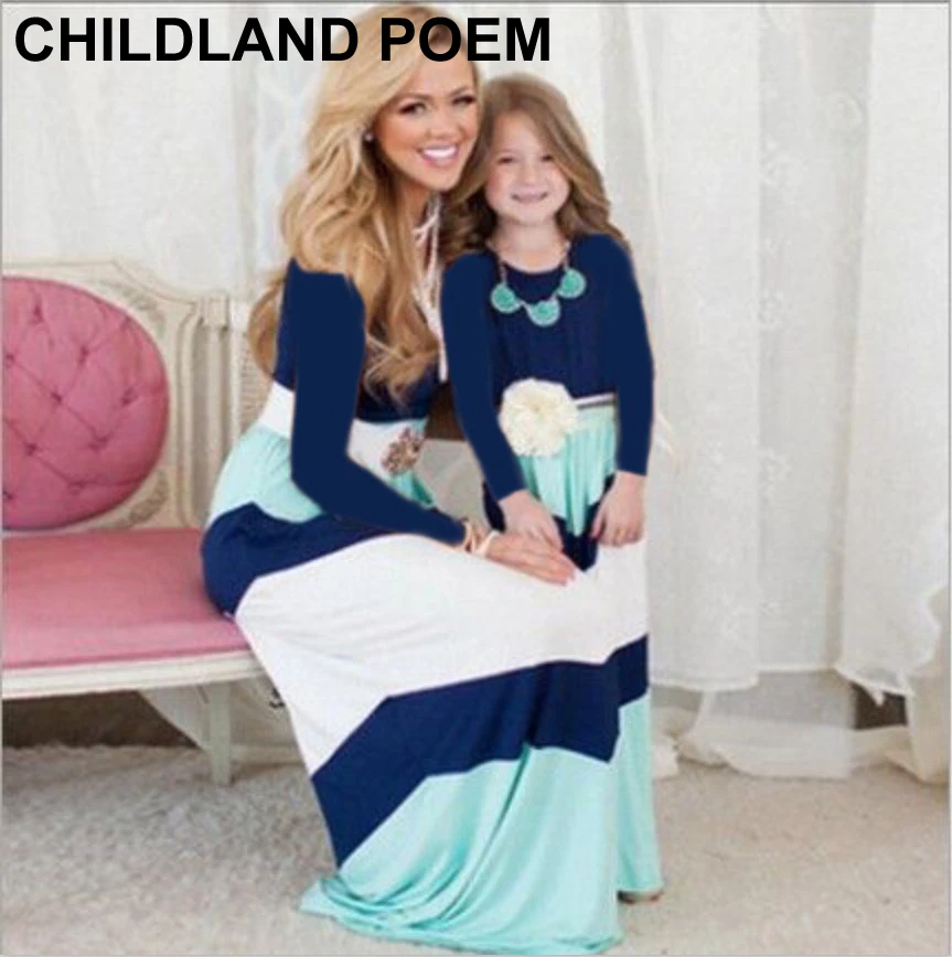 Новый зима весна мать дочь платья рождество longsleeve семьи сопоставления одежда