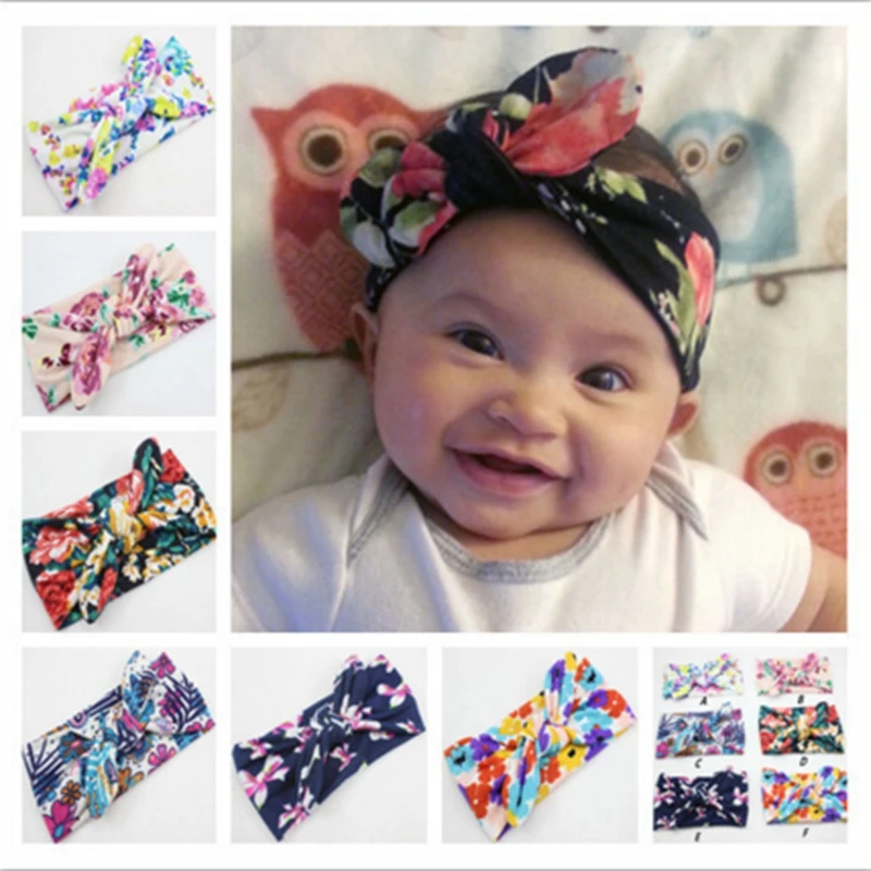 Baby Headband Cute kids Photography Props Cotton Hairband Infant Print Cross Hair Bows Girl Bohemian Fashion Ornaments | Детская одежда