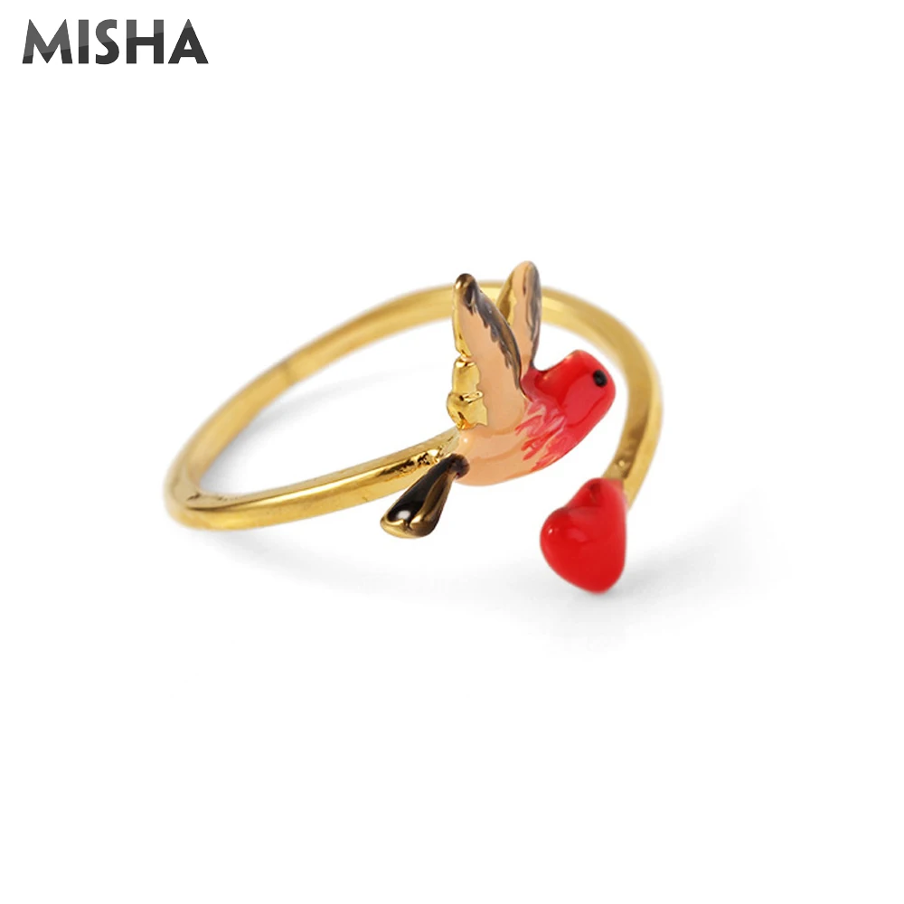 MISHA Модные Ювелирные наборы для женщин ожерелье серьги и браслет эмалированная глазурь ручной работы птица и Любовь дизайн женский подарок 02718