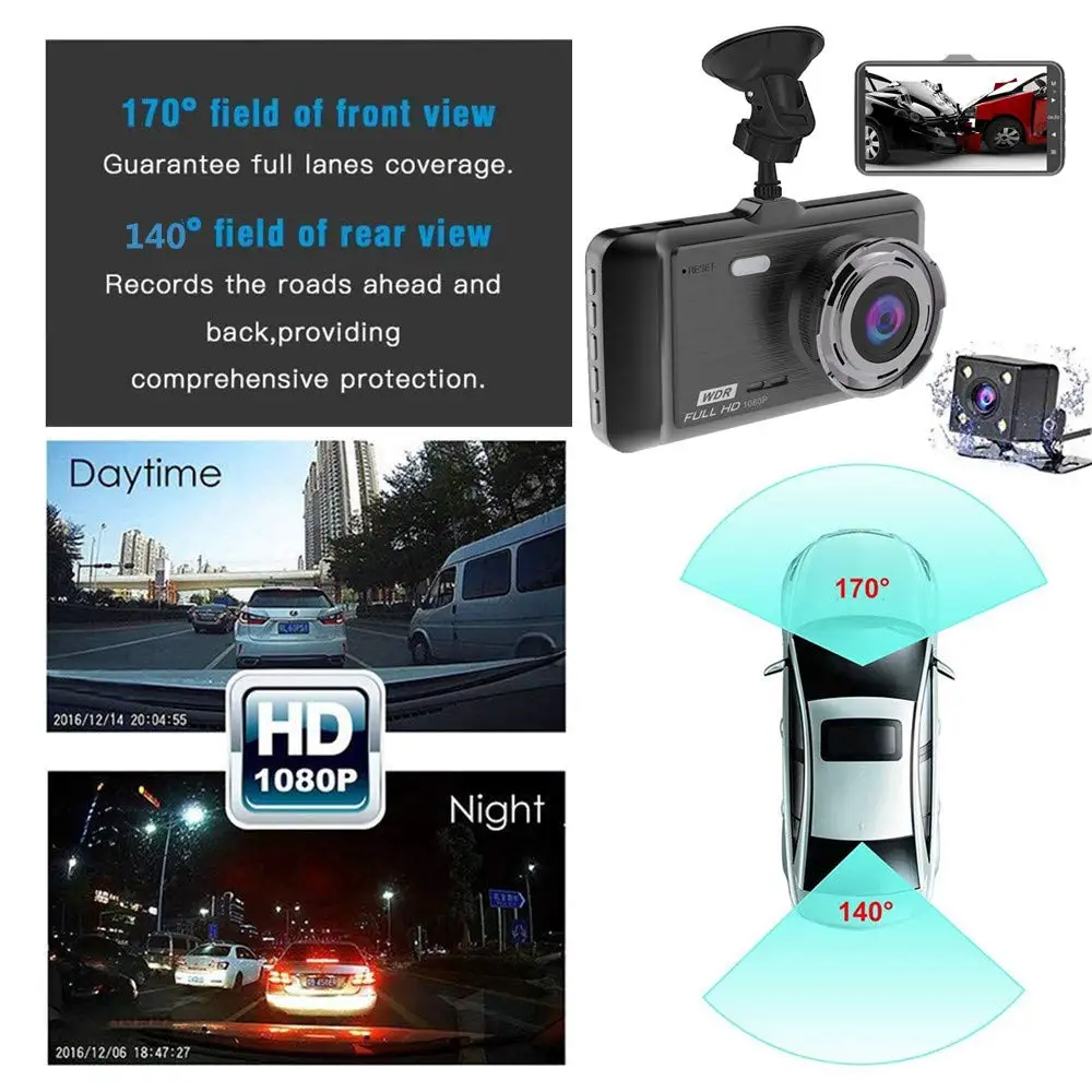 Bajotien Dash Cam 1080 P Full HD Видеорегистраторы для автомобилей приборной панели Камера