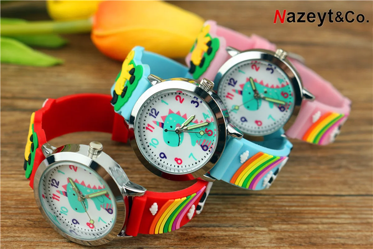 

Boy lovely cartoon dinosaur quartz watch men and women children 3 d silicone wrist watch luminous pointer