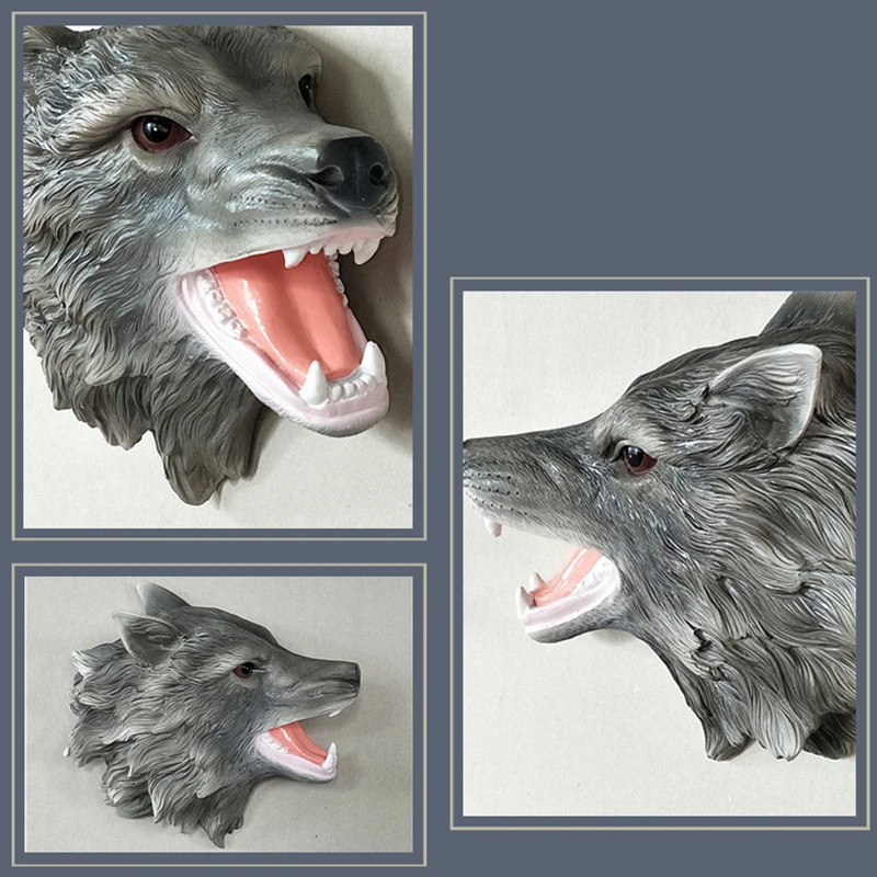 3D голова волка в стиле ретро креативное украшение из смолы настенное