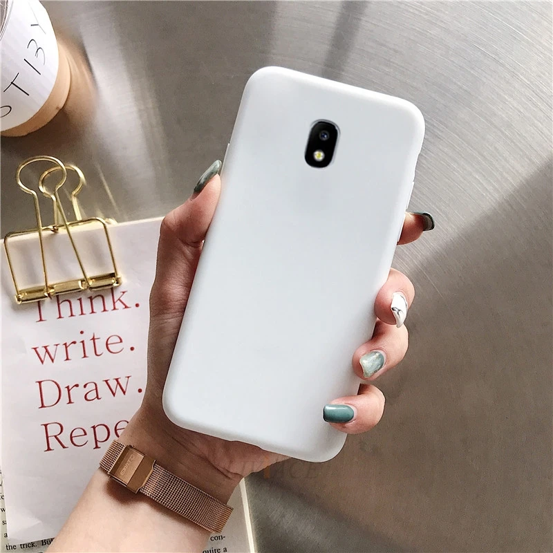 white Силиконовый чехол для телефона ярких цветов для samsung galaxy j7 pro j8 j6 j5 j4 j2 prime core tpu задняя крышка - Цвет: white