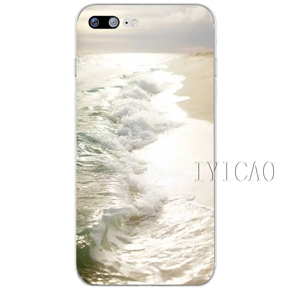 IYICAO летние волны Блеск жесткий прозрачный чехол для iPhone XR X XS Max 8 7 6 S плюс 5 5S 5C 4 4S