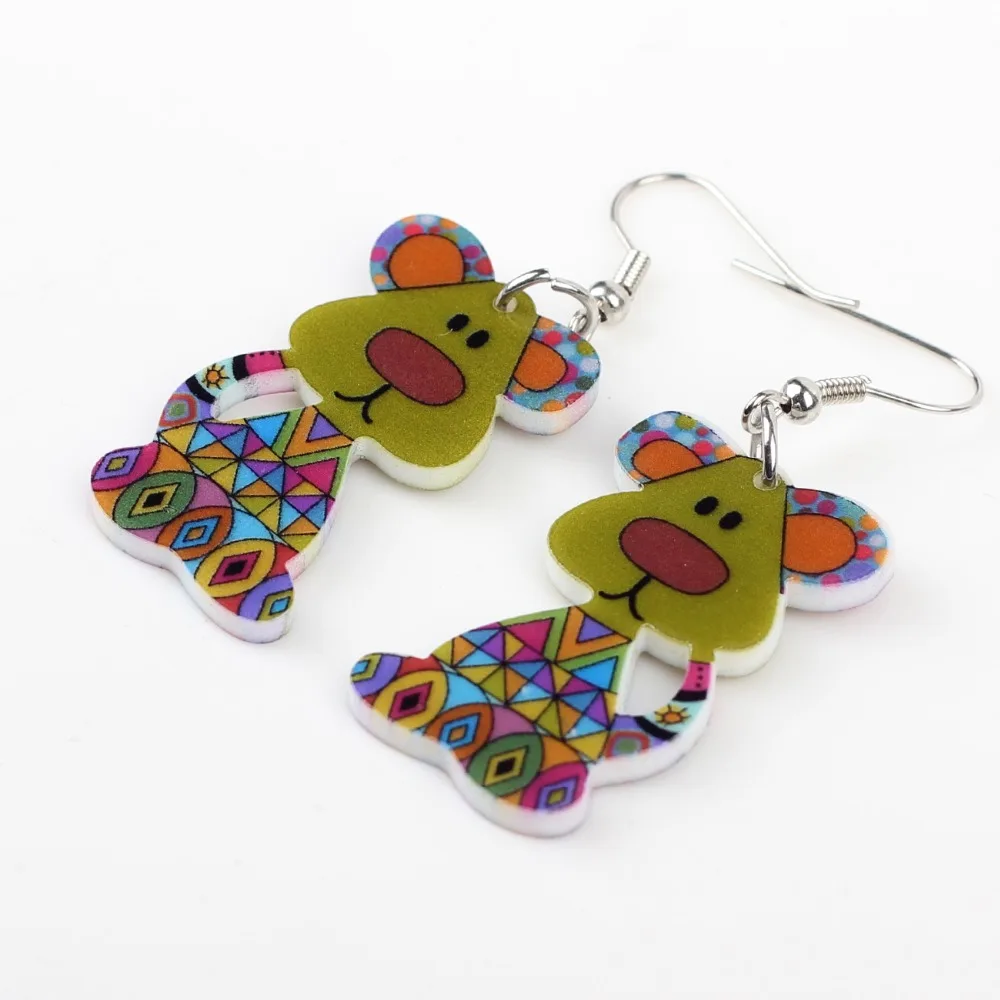 Bonsny милые висячие серьги с собаками акриловый узор длинные Модные ювелирные