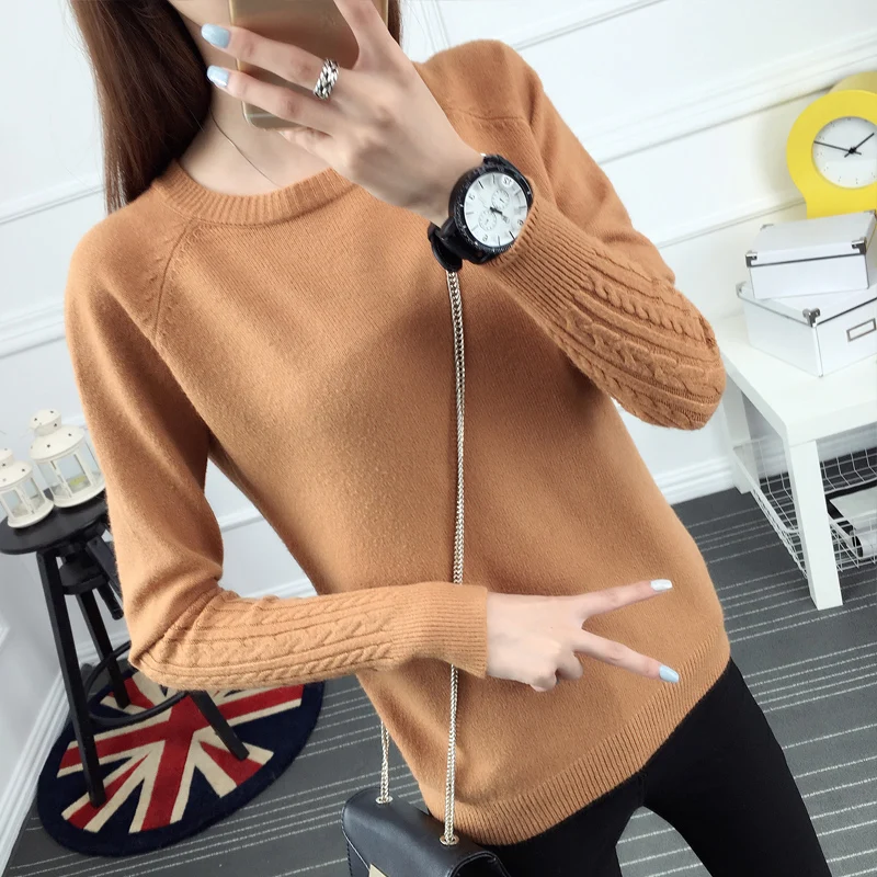 Новое зимнее платье корейский свитер с низким вырезом рубашка рукавом женский