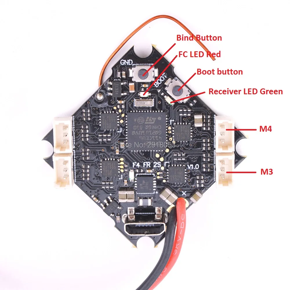 Бесщеточный контроллер полета 2S F4 FC AIO Встроенный приемник OSD ESC SPI для Mobula7 Whoop Drone