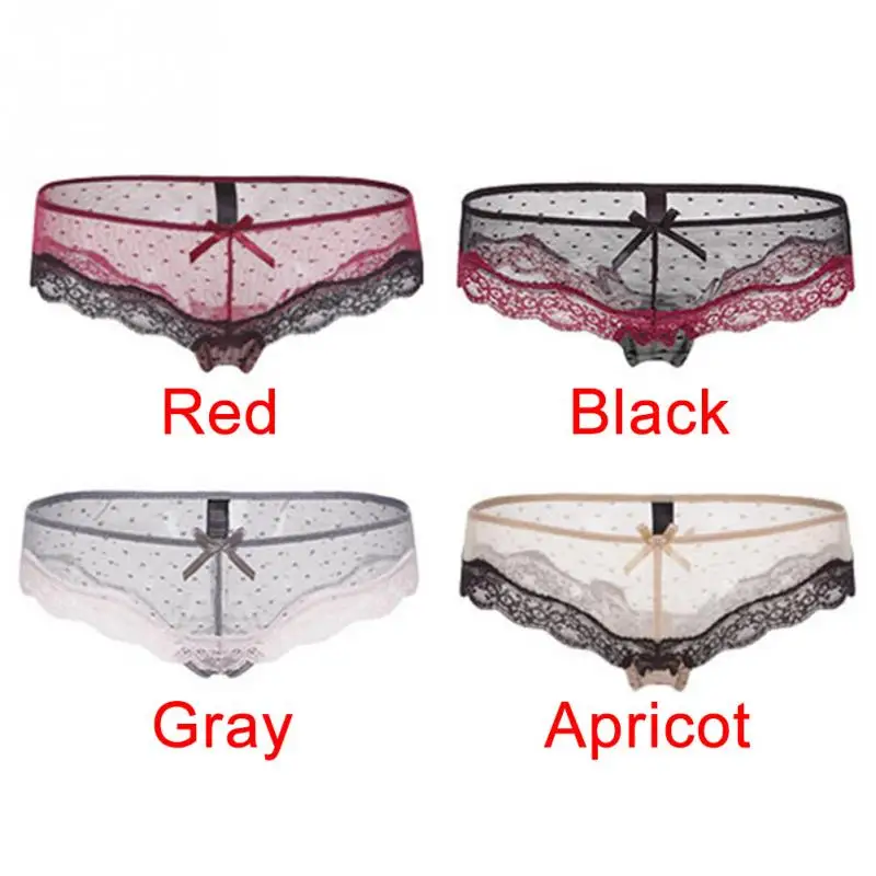 New Arrival Women Briefs Comfy Seamless Sexy Lace Transparence Underwear Panties Black/ Gray/ Red/Brown