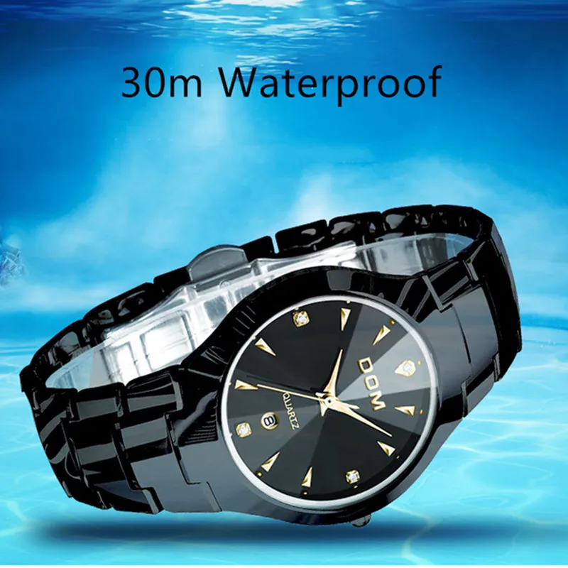 DOM мужские часы модные из вольфрамовой стали водонепроницаемые кварцевые W 698