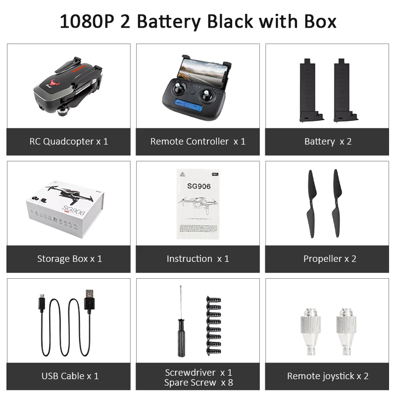 1080P Black 2Battery SG906 gps 5G wifi FPV с селфи складной 4K 1080P Ультра HD камера RC Дрон Квадрокоптер RTF складной Дрон VS XS809S XS816 SG106 - Цвет: 1080P Black 2Battery