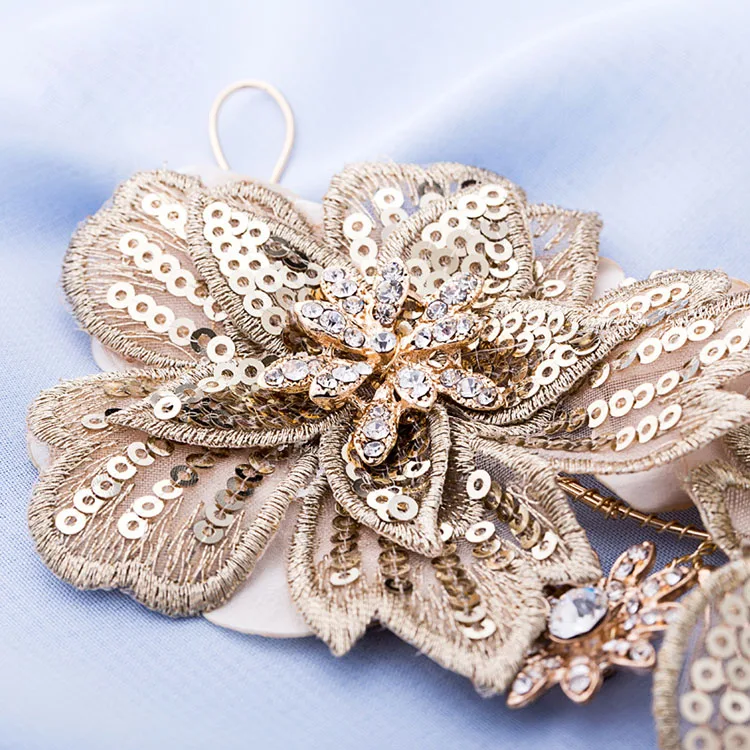 Женский кружевной обруч для волос SLBRIDAL тиара с золотыми листьями и цветами